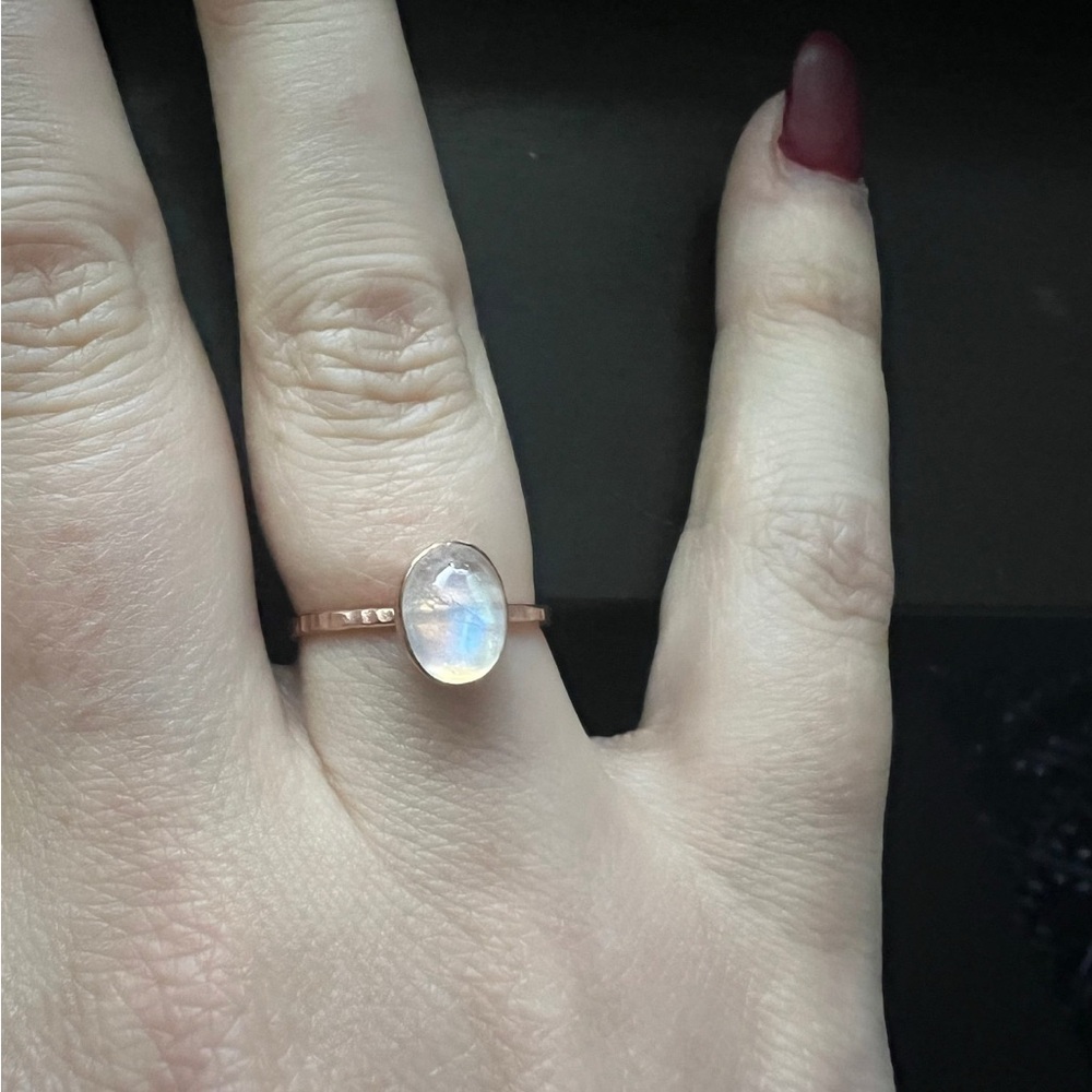 Rainbow Moonstone Rose Gold Ring. New. - Picture 9 of 13